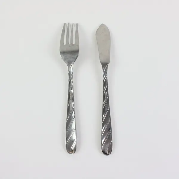 Set of 2 Retroneu Diagonal Stainless Flatware (Butter Spreader + Salad Fork)