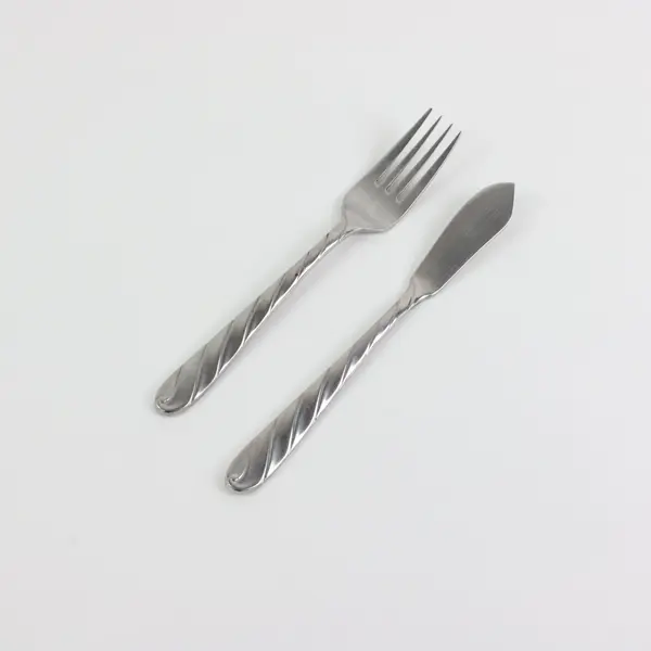 Set of 2 Retroneu Diagonal Stainless Flatware (Butter Spreader + Salad Fork)