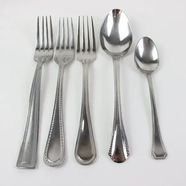 5pc Mixed Beaded SS Flatware 3 Forks 1 Spoon 1 Teaspoon Amazon Basics WNK Int'l
