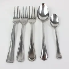 5pc Mixed Beaded SS Flatware 3 Forks 1 Spoon 1 Teaspoon Amazon Basics WNK Int'l