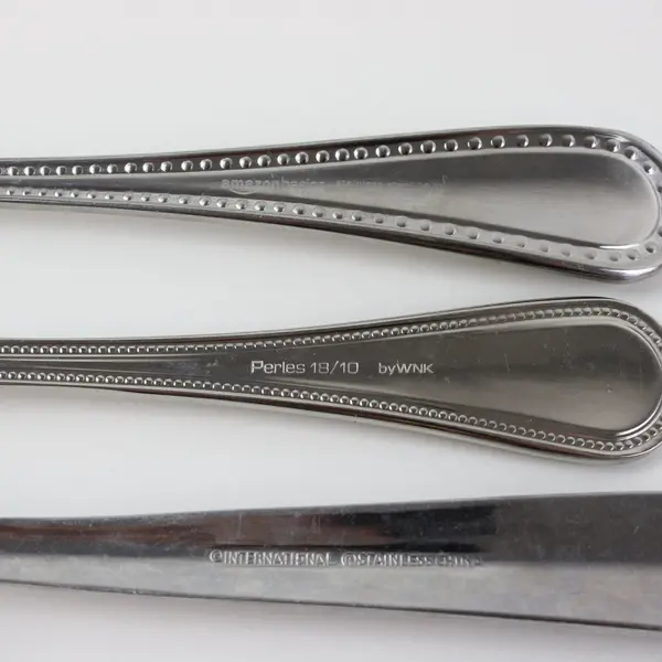 5pc Mixed Beaded SS Flatware 3 Forks 1 Spoon 1 Teaspoon Amazon Basics WNK Int'l