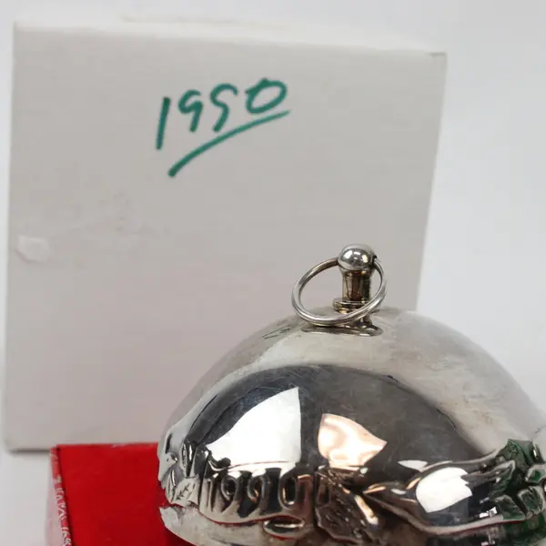 VTG Wallace Silversmiths 1990 Annual Christmas Bell 20th Edition 3" Tall w/Box 