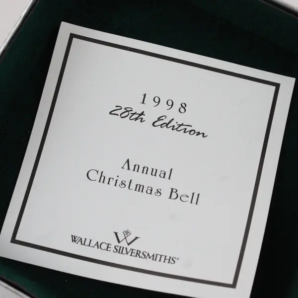 Wallace Silversmiths 1998 Annual Christmas Sleigh Bell 3in Original Box Felt Bag