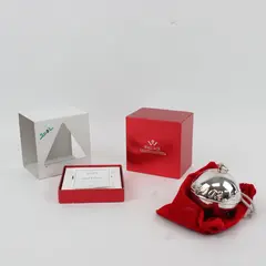 VTG Wallace Silversmiths 2002 Annual Christmas Sleigh Bell Ornament Box/Felt Bag