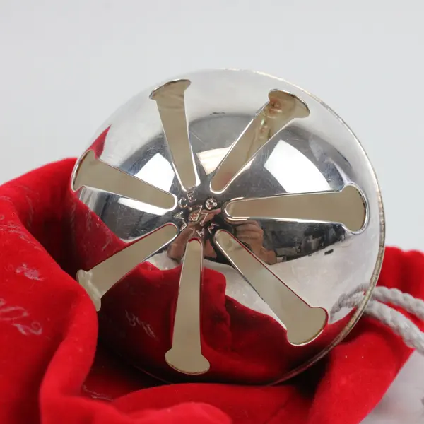 VTG Wallace Silversmiths 2002 Annual Christmas Sleigh Bell Ornament Box/Felt Bag