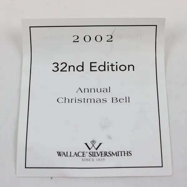VTG Wallace Silversmiths 2002 Annual Christmas Sleigh Bell Ornament Box/Felt Bag
