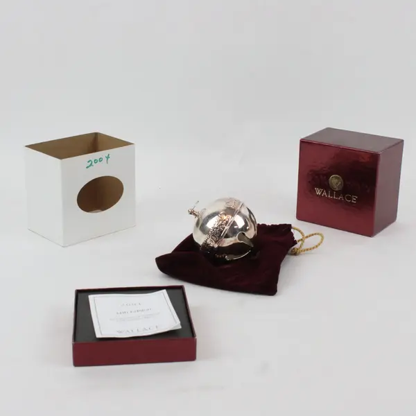 Wallace Silversmiths 2004 Annual Christmas Sleigh Bell 3in Box Felt Bag