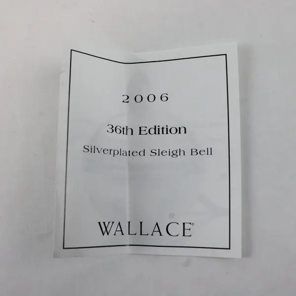 Wallace Silversmiths 2006 Annual Xmas Silver-Plated Sleigh Bell 3" Ornament