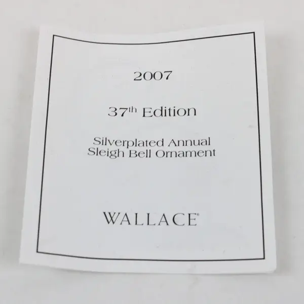 Wallace Silversmiths 2007 Annual Christmas Bell 3" Tall Original Box Felt Bag