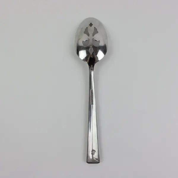 Pfaltzgraff Devon Stainless Steel 18/8 Glossy Pierced Serving Spoon 8 1/4"