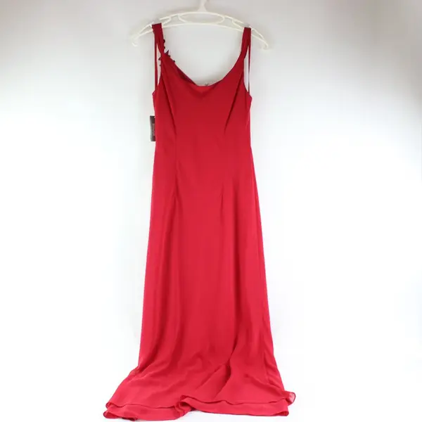 NWT Adrianna Papell Floral Embroidered Sequined Beaded Red Dress Women's 8