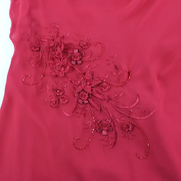 NWT Adrianna Papell Floral Embroidered Sequined Beaded Red Dress Women's 8