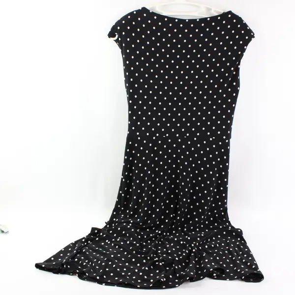 Lauren Ralph Lauren Black White Polka Dot Midi Dress Size 6