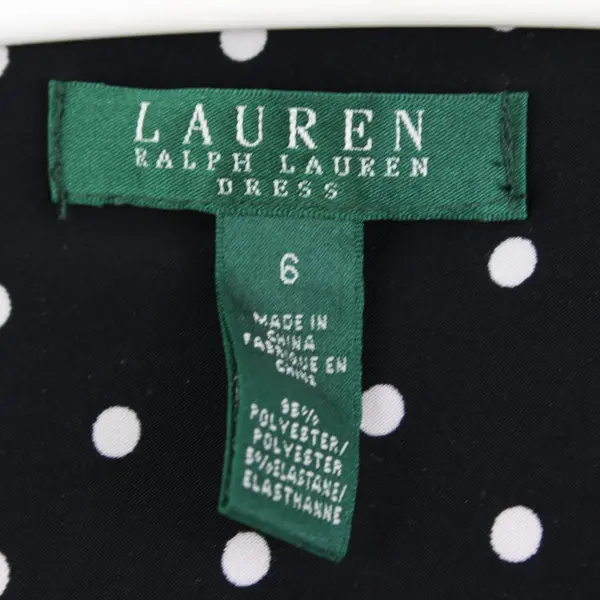 Lauren Ralph Lauren Black White Polka Dot Midi Dress Size 6
