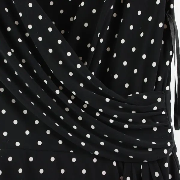 Lauren Ralph Lauren Black White Polka Dot Midi Dress Size 6