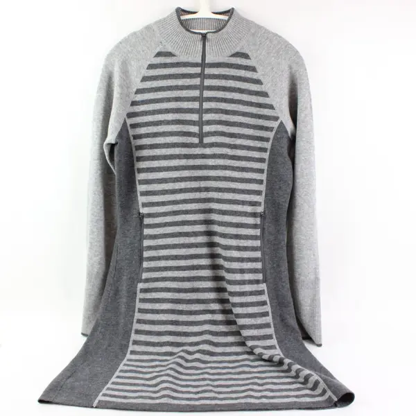 Title Nine Women's Gray Striped Sweater Dress Medium
