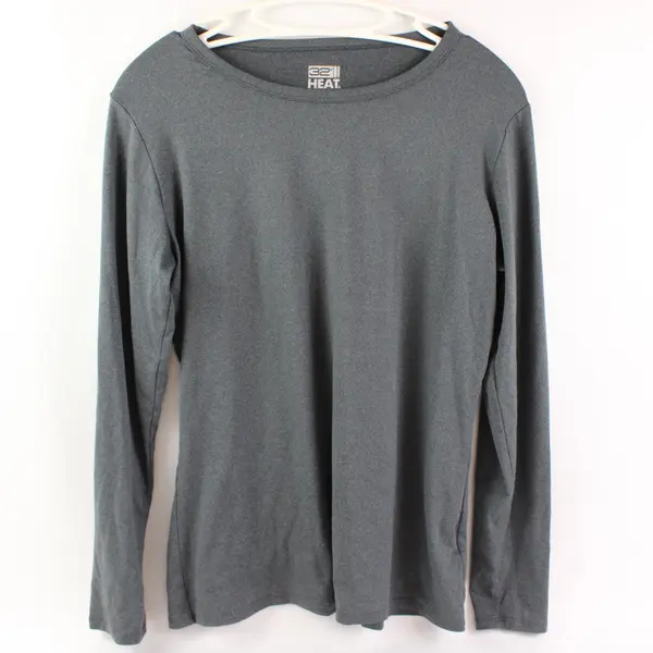 32 Degrees Heat Womens Size L Gray Long Sleeve Activewear Top Shirt