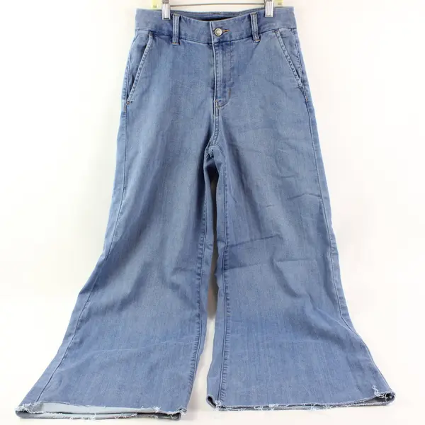 BCBGeneration Medium Wash High Rise Wide Leg Trouser Raw Hem Juniors Size 5