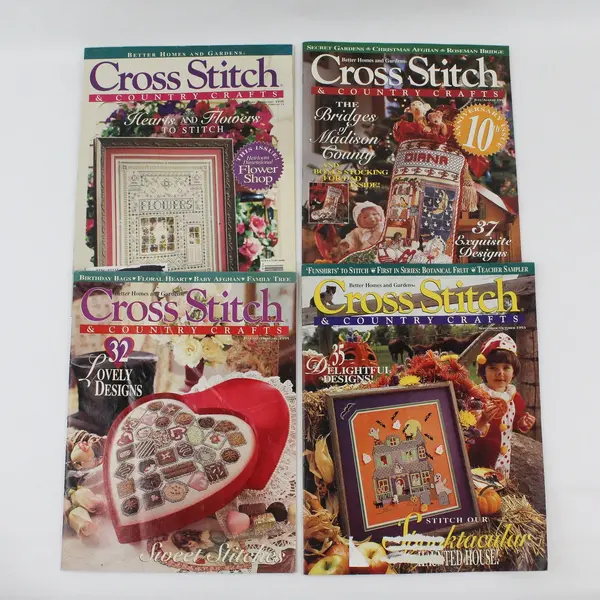 Lot of 4 Better Homes and Gardens Cross Stitch & Country Crafts 1993-1996 Good