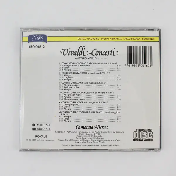 Vivaldi Concerti Camerata Bern CD Novalis Digital Recording