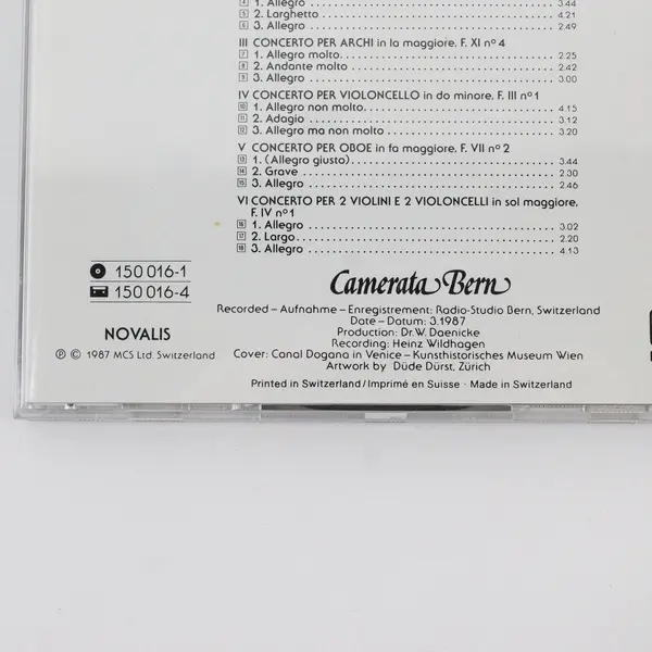 Vivaldi Concerti Camerata Bern CD Novalis Digital Recording