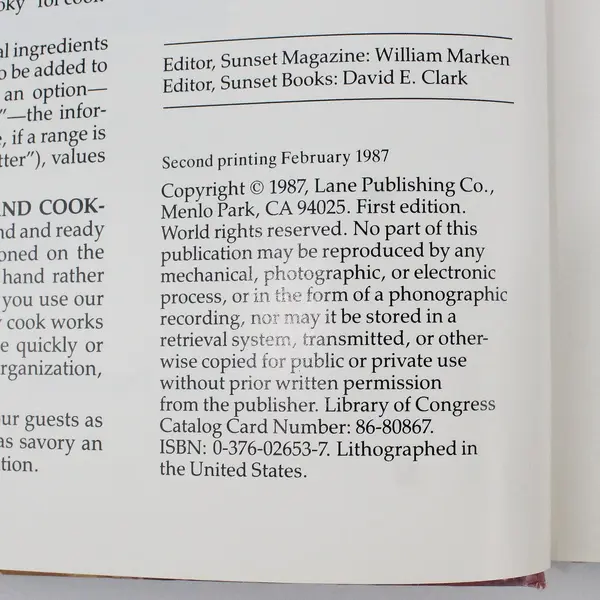 Vintage 1987 The Best Of Sunset Recipes From The Magazine Hardcover DJ 