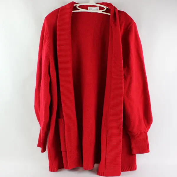 Vintage Audriana Red Open-Front Shoulder Pad Cardigan Womens XL