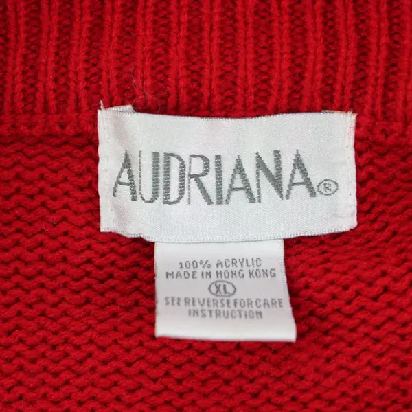Vintage Audriana Red Open-Front Shoulder Pad Cardigan Womens XL