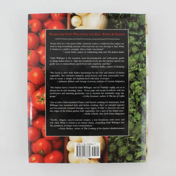 Red White & Greens The Italian Way with Vegetables Faith Willinger 1996 HC DJ