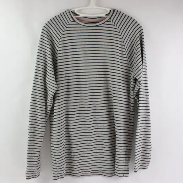 Native Youth Womens Small Gray Black Striped Long Sleeve Top