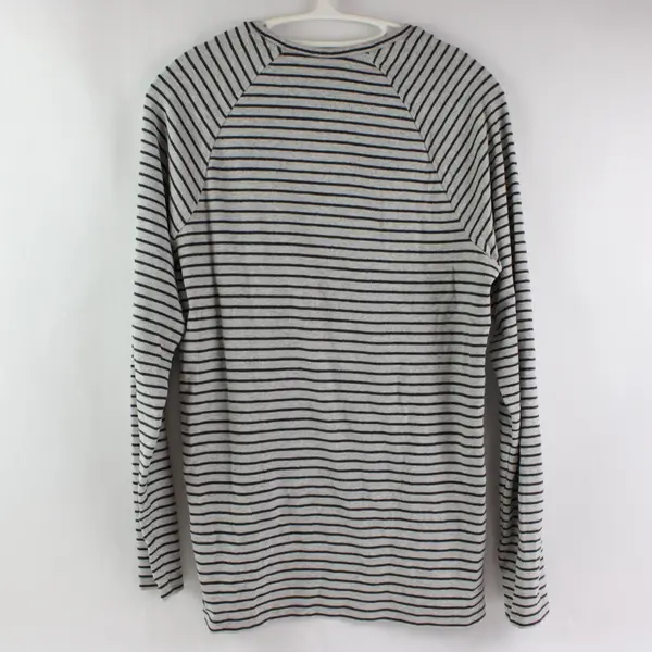 Native Youth Womens Small Gray Black Striped Long Sleeve Top