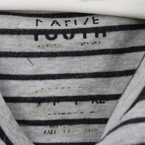 Native Youth Womens Small Gray Black Striped Long Sleeve Top