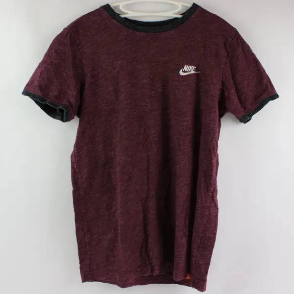 Nike Men's Small Burgundy Short Sleeve Ringer T-Shirt Sz S