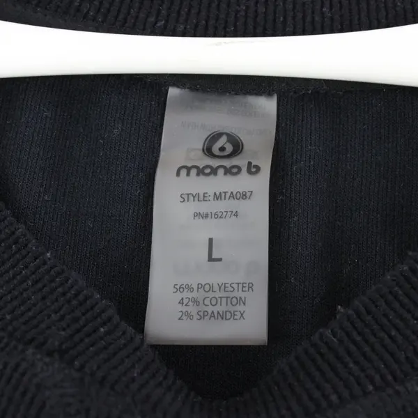 Mono B L Black Ribbed Crewneck Pullover Sweatshirt STYLE MTA087 PN#162774