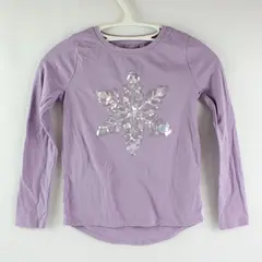 Cat & Jack Girls Sequin Snowflake Tee Lavender Purple Medium 7-8