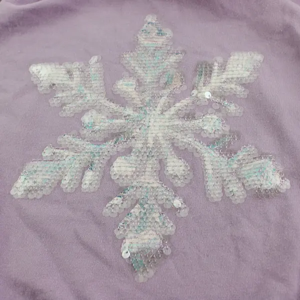 Cat & Jack Girls Sequin Snowflake Tee Lavender Purple Medium 7-8