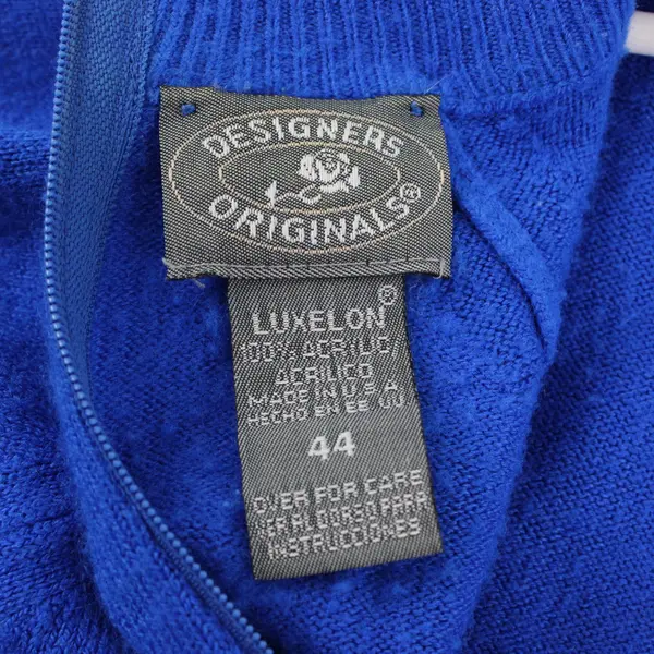 Vintage Designers Originals Cobalt Blue Women's Quarter Zip Sweater Sz 44