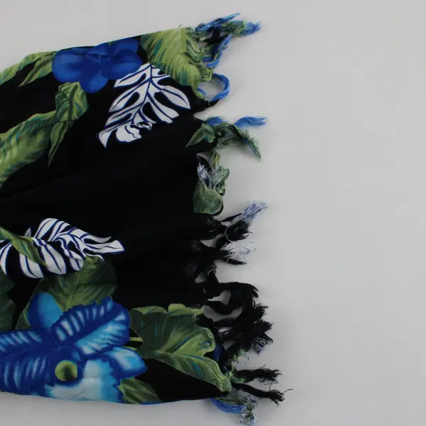 Hibiscus Collection Hawaii Floral Print Black Scarf 20x64