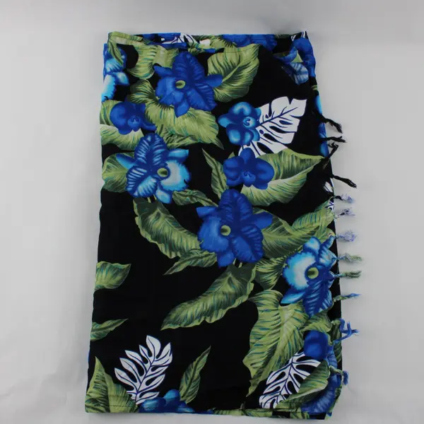 Hibiscus Collection Hawaii Floral Print Black Scarf 20x64