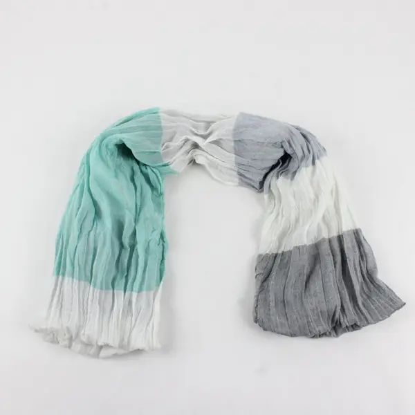 Sheer Mint Green White Gray Striped Infinity Loop Scarf Women