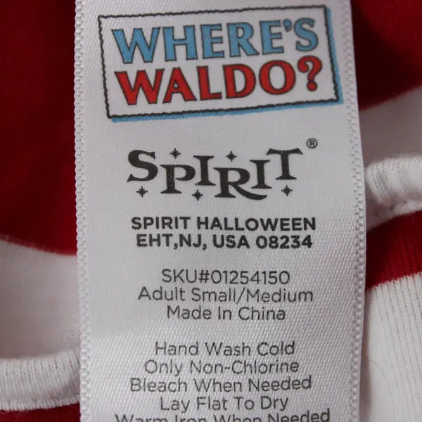 Spirit Halloween Where's Waldo Striped Long Sleeve Shirt Adult Small/Medium