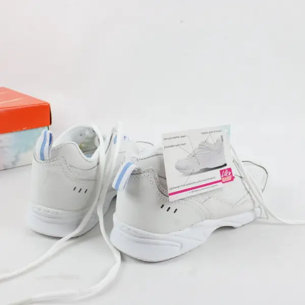 Lite 'N Easy White Blue Accent Sneakers Women's Size 6.5 Genuine Leather