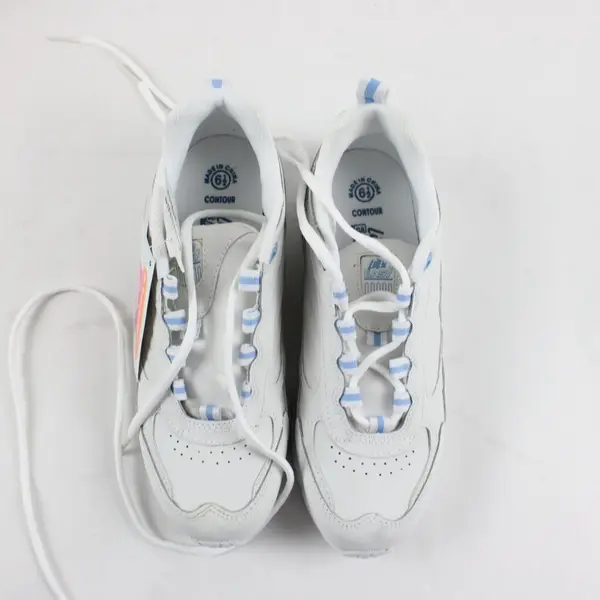 Lite 'N Easy White Blue Accent Sneakers Women's Size 6.5 Genuine Leather