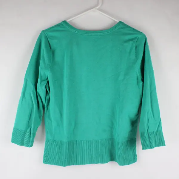White House Black Market Green 3/4 Sleeve Snap Front V-Neck Cardigan Medium