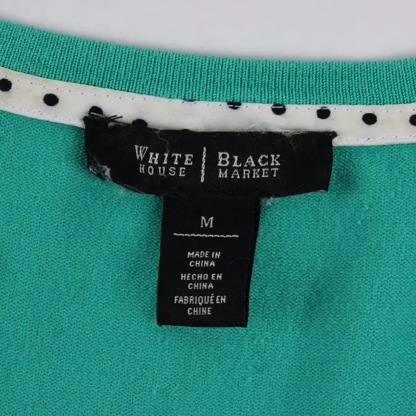 White House Black Market Green 3/4 Sleeve Snap Front V-Neck Cardigan Medium