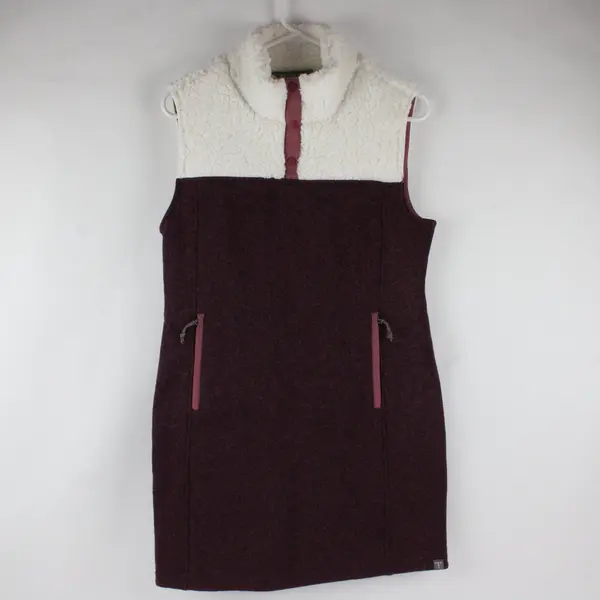 Title Nine Burgundy Plum Sherpa Knit Long Vest 3-Button Sleeveless M