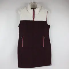 Title Nine Burgundy Plum Sherpa Knit Long Vest 3-Button Sleeveless M
