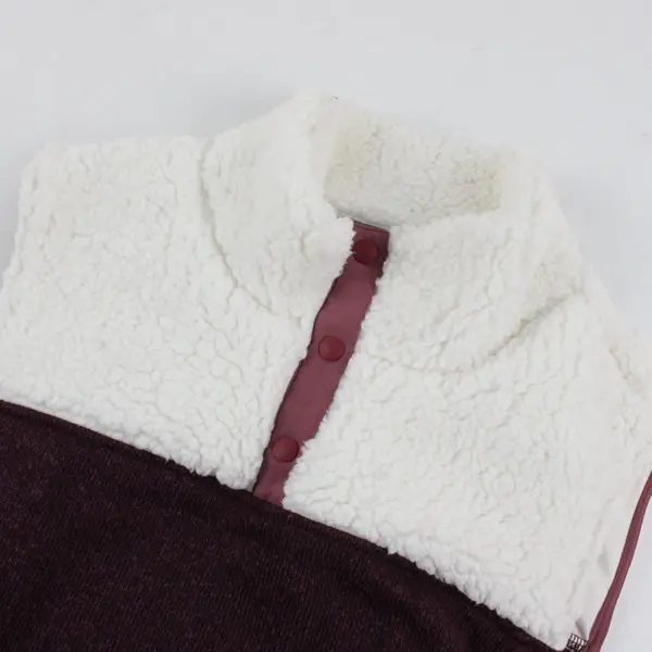 Title Nine Burgundy Plum Sherpa Knit Long Vest 3-Button Sleeveless M