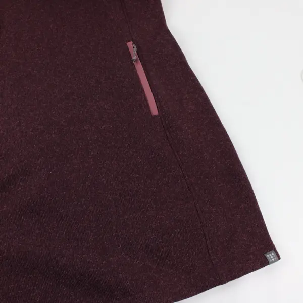 Title Nine Burgundy Plum Sherpa Knit Long Vest 3-Button Sleeveless M