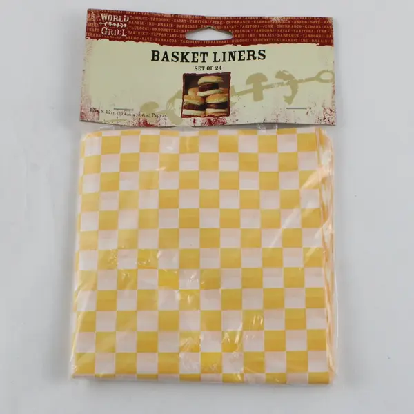 Set of 24 Yellow Checkered BBQ Grill Basket Liners World Market